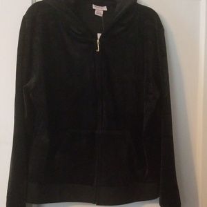 Gorgeous black velour hoodie SZ L Juicy Cotoure